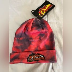 World Industries Skateboards Red Black Tie Dye Skate Winter Beanie Hat Cap OSFM.